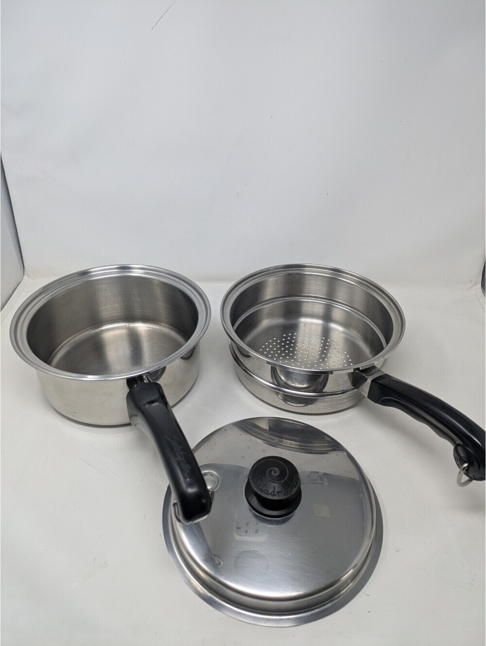 Saladmaster 5 Star TP304-316 3 qt Saucepan, Vapo Lid, with steamer insert